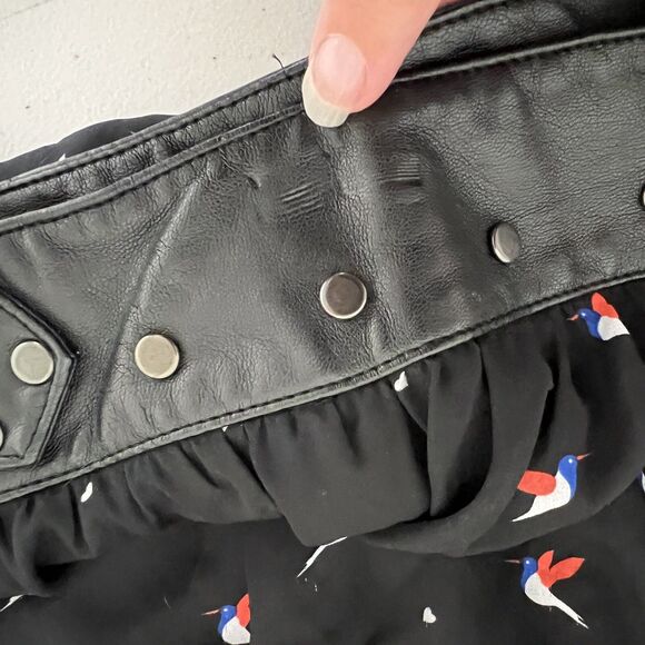 Torrid Plus 22 Skater Skirt Black Bird Print Studded Belt Y2K Goth Punk Alt - Picture 11 of 12